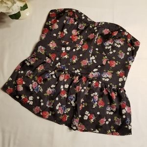 American Eagle Outfitters Strapless Peplum-Floral
